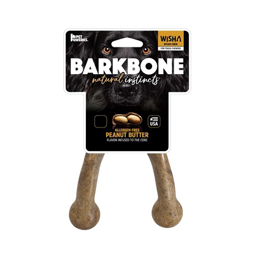 Pet Qwerks - Bark Bone - Natural Instincts Wishbone - Peanut Butter Infused Nylon Chew